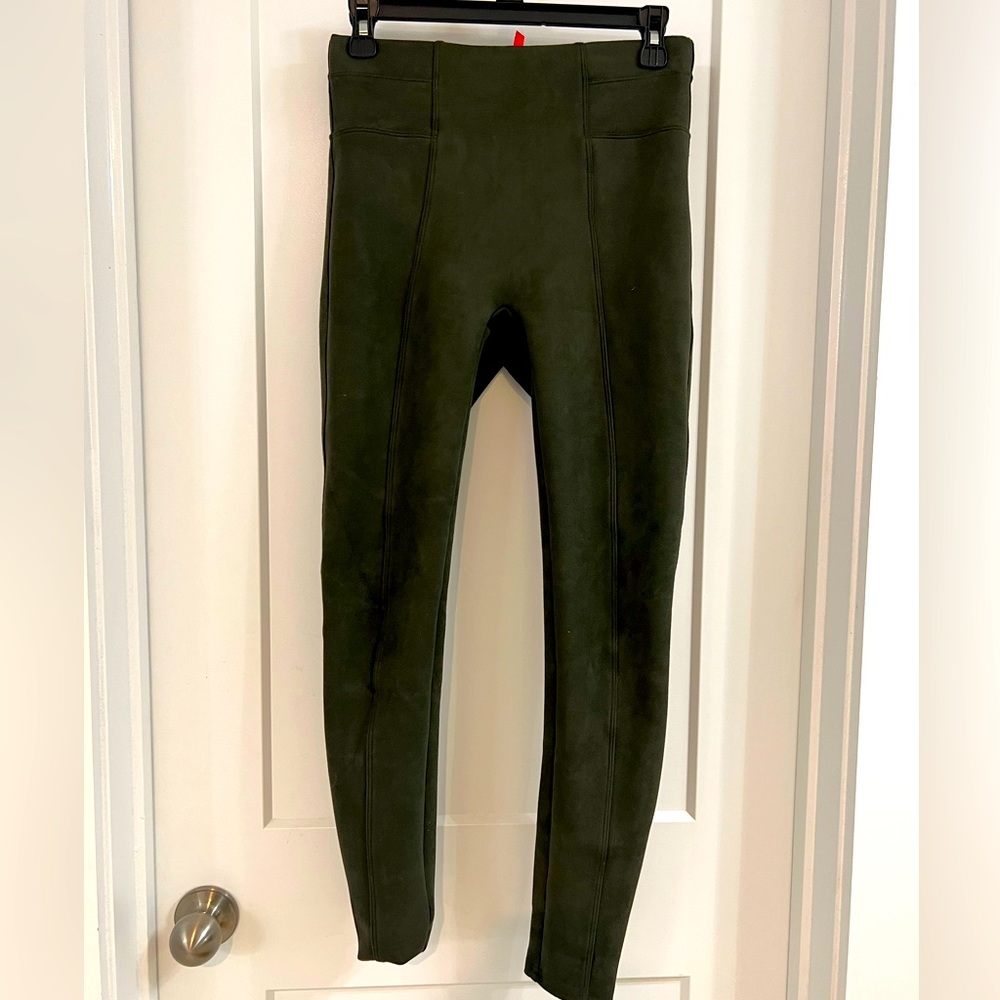 Olive Green faux suede Spanx leggings